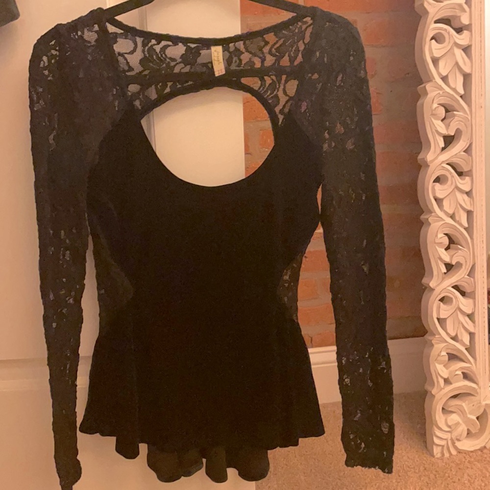 Black lace free people shirt size small